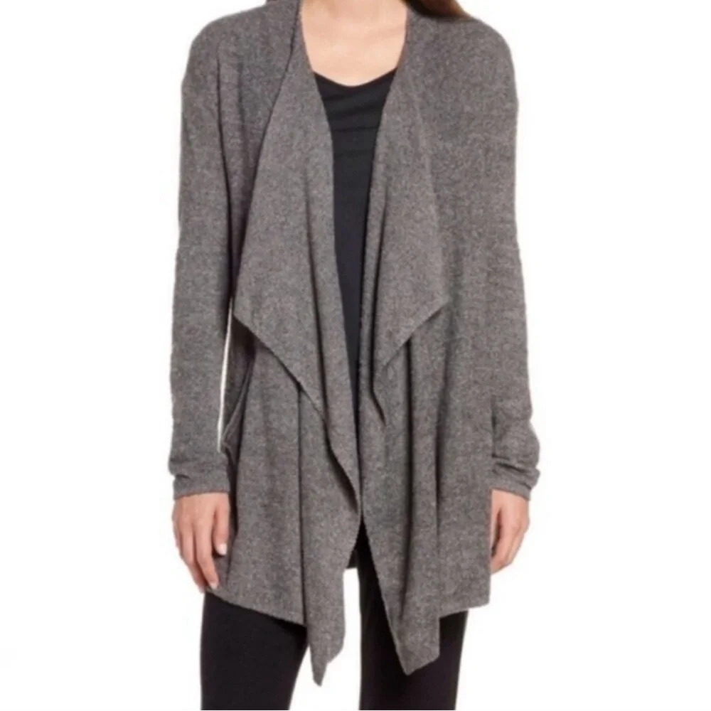 Barefoot Dreams Sweater Gray Cozychic Lite Island Wrap Size Small Medium